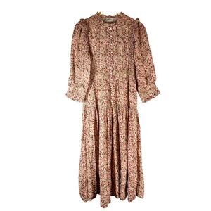 Doen Monet Cottagecore Midi Dress Pink Valley Floral Size Small